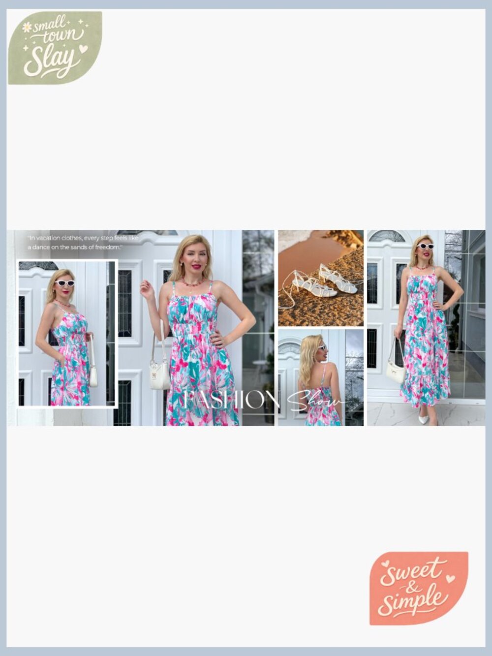 Smocked Floral Maxi Dress with Pockets, Boho Beach Sundress - Picture 5 of 7
